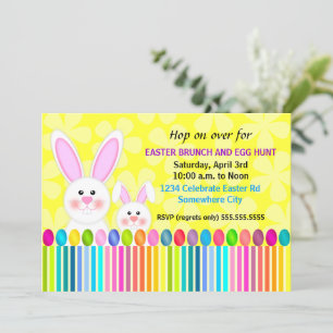 Niedliche und farbenfrohe Osterhase Einladung