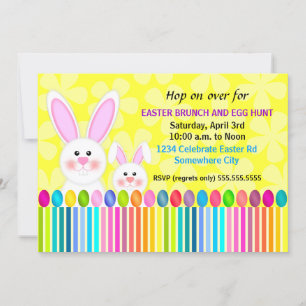 Niedliche und farbenfrohe Osterhase Einladung