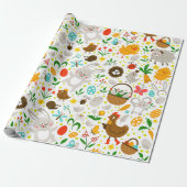 Niedliche und farbenfrohe Ostersymbole Nahtloses M Geschenkpapier (Ungerollt)