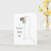 Niedliche und farbenfrohe Otter Grußkarte Karte (Gelbe Blume)