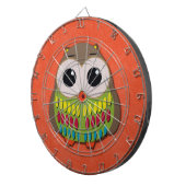 Niedliche und farbenfrohe Owl Orange Dartboard Dartscheibe (Vorderseite rechts)