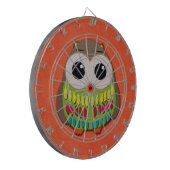 Niedliche und farbenfrohe Owl Orange Dartboard Dartscheibe (Vorderseite Links)