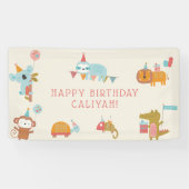 Niedliche und farbenfrohe Party Tiere Kindergeburt Banner (Horizontal)