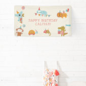 Niedliche und farbenfrohe Party Tiere Kindergeburt Banner (InSitu)