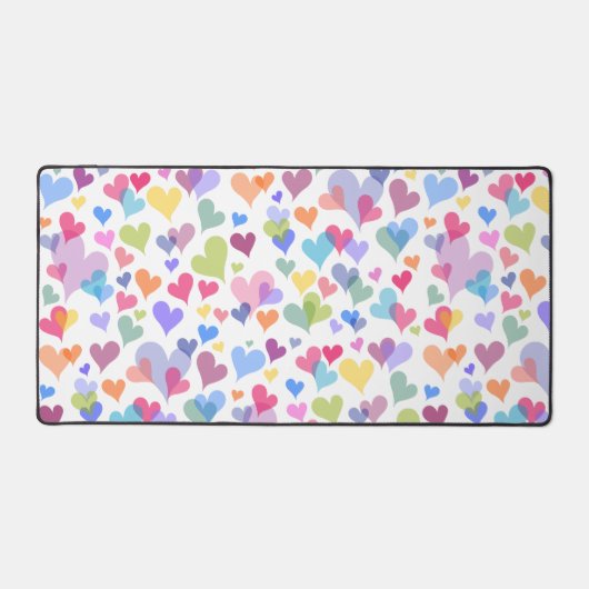 Niedliche und farbenfrohe Pastelherz Muster Girly Schreibtischunterlage (Vorderseite)