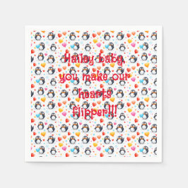 Niedliche und farbenfrohe Penguin-Liebe Serviette