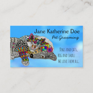 Niedliche und farbenfrohe Pet Grooming Business Ca Visitenkarte