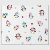 Niedliche und farbenfrohe Pinguine Geschenkpapier (Flach)