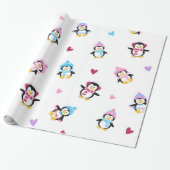 Niedliche und farbenfrohe Pinguine Geschenkpapier (Ungerollt)