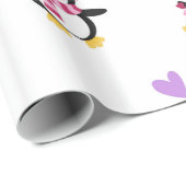 Niedliche und farbenfrohe Pinguine Geschenkpapier (Rolleneckpunkt)