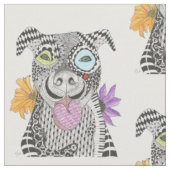 Niedliche und farbenfrohe Pit Bull Fabric Stoff (Nahaufnahme)