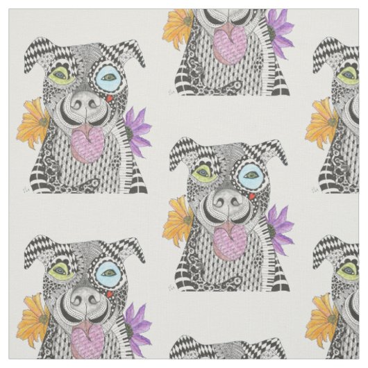 Niedliche und farbenfrohe Pit Bull Fabric Stoff (Muster)