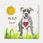 Niedliche und farbenfrohe Pit Bull Magnet 2" (Vorne)