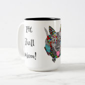 Niedliche und farbenfrohe Pit Bull Mama Tasse (Vorderseite Links)