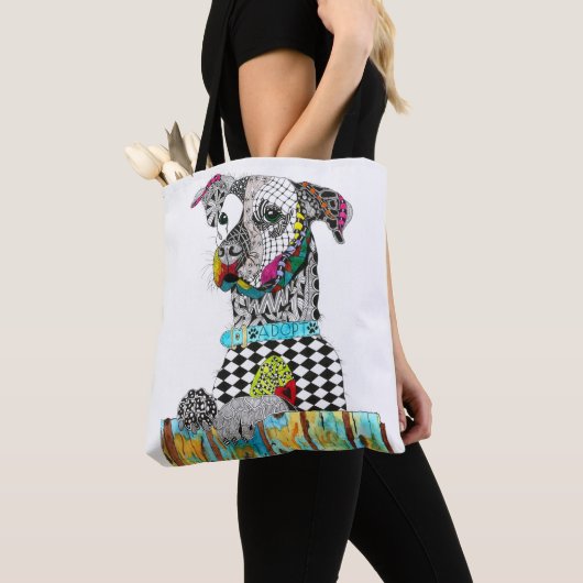 Niedliche und farbenfrohe Pit Bull Tote Tasche (Von Nahem)