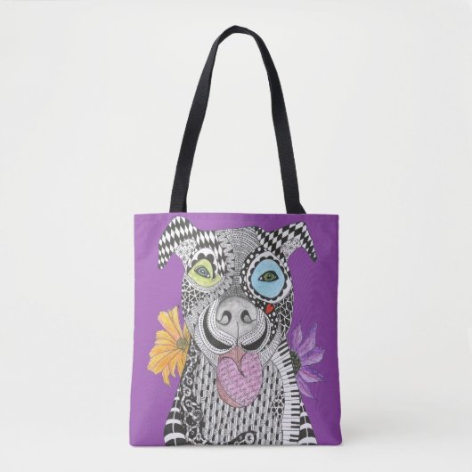 Niedliche und farbenfrohe Pit Bull Tote Tasche (Vorderseite)