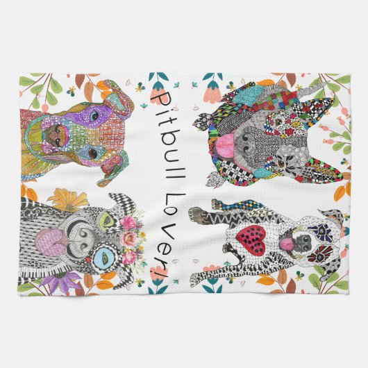 Niedliche und farbenfrohe Pitbulküche Handtuch (Horizontal)