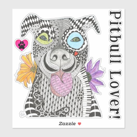 Niedliche und farbenfrohe Pitbulle Lover Vinyl Sti Aufkleber (Blatt)