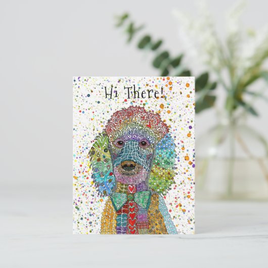 Niedliche und farbenfrohe Poodle Goldendoodle Dankeskarte (Stehend Vorderseite)