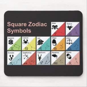 Niedliche und farbenfrohe quadratische Zodiaksymbo Mousepad