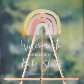 Niedliche und farbenfrohe Rainbow Baby Dusche Herz Acrylschild (Neutral)