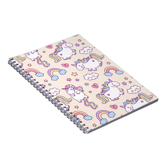 Niedliche und farbenfrohe Regenbogen und Einhörner Notizblock (Rechte Seite)
