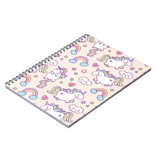 Niedliche und farbenfrohe Regenbogen und Einhörner Notizblock (Linke Seite)