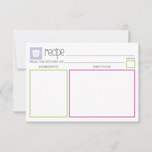 Niedliche und farbenfrohe Rezept-Karte (Vorderseite)