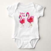 Niedliche und farbenfrohe rosa Flamingo Baby Strampler (Vorderseite)