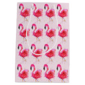 Niedliche und farbenfrohe rosa Flamingo-Geschenkta Mittlere Geschenktüte (Rückseite)