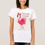 Niedliche und farbenfrohe rosa Flamingo im Kronen- T-Shirt (Vorderseite)