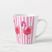 Niedliche und farbenfrohe rosa Flamingo Latte Tass Milchtasse (Rechts)