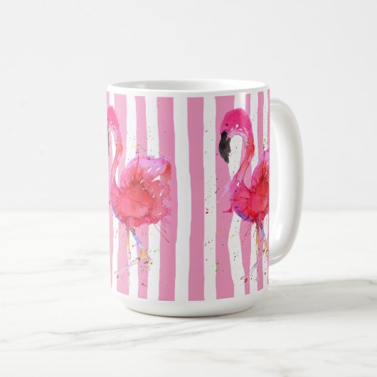 Niedliche und farbenfrohe rosa Flamingo-Tasse Kaffeetasse (VorderseiteRechts)