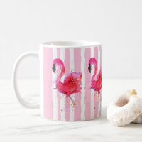 Niedliche und farbenfrohe rosa Flamingo-Tasse