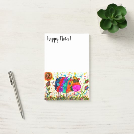 Niedliche und farbenfrohe Schafe Post-it Klebezettel (Büro)