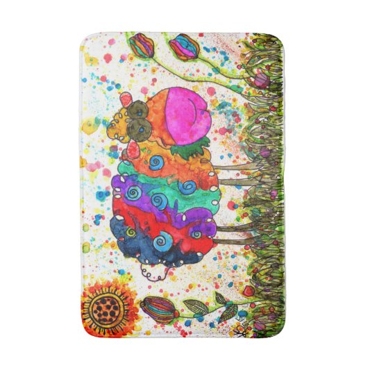 Niedliche und farbenfrohe Schafmatte Badematte (Vorderseite Vertikal)