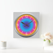 Niedliche und farbenfrohe schattierte Neon Quadratische Wanduhr (Zuhause)
