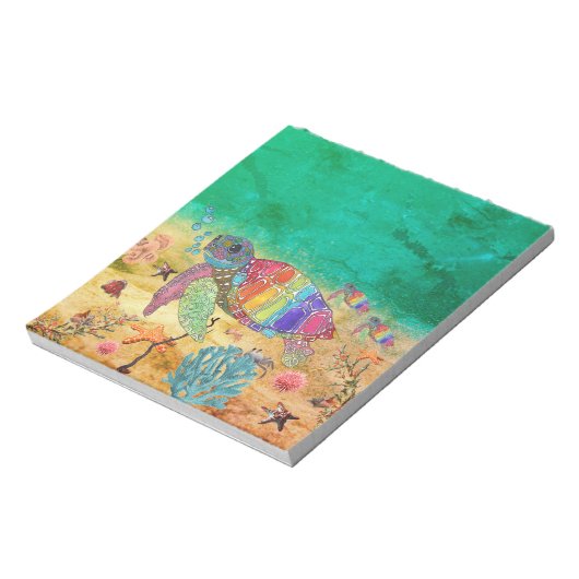 Niedliche und farbenfrohe Schiffsschildkröten Notizblock (Rotiert)