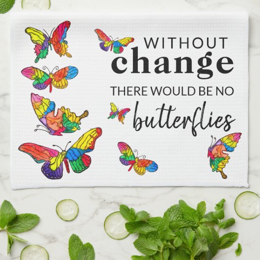 Niedliche und farbenfrohe Schmetterlingsküche Hand Geschirrtuch (Gefaltet)