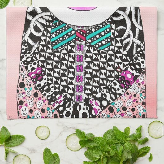 Niedliche und farbenfrohe Schweinetücher Geschirrtuch (Gefaltet)