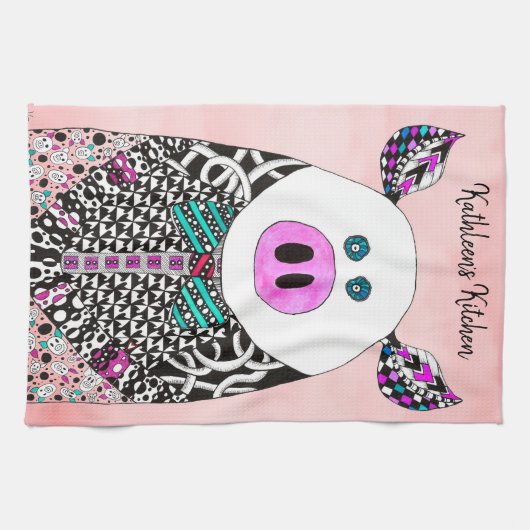Niedliche und farbenfrohe Schweinetücher Geschirrtuch (Horizontal)
