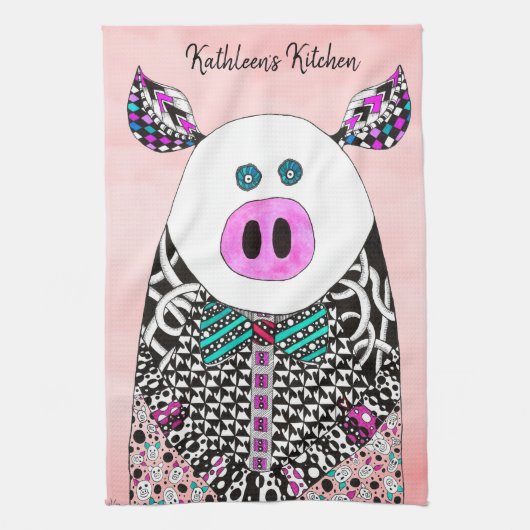 Niedliche und farbenfrohe Schweinetücher Geschirrtuch (Vertikal)