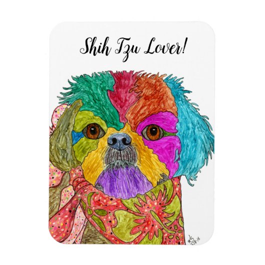 Niedliche und farbenfrohe Shih Tzu Magnet 3"x4" (Vertikal)
