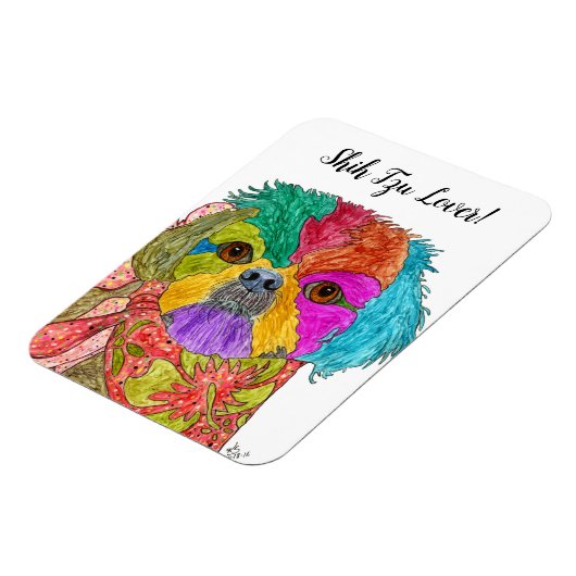 Niedliche und farbenfrohe Shih Tzu Magnet 3"x4" (Linke Seite)