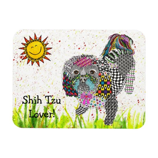 Niedliche und farbenfrohe Shih Tzu Magnet 3"x4" (Horizontal)