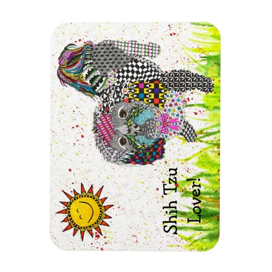 Niedliche und farbenfrohe Shih Tzu Magnet 3"x4" (Vertikal)