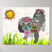 Niedliche und farbenfrohe Shih Tzu Poster 10"x8" (Vorne)