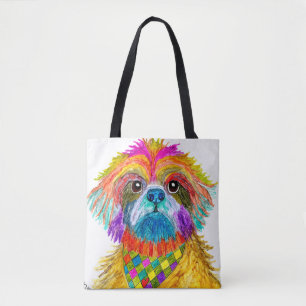 Niedliche und farbenfrohe Shih Tzu Tote Tag Tasche
