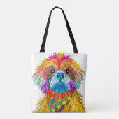 Niedliche und farbenfrohe Shih Tzu Tote Tag Tasche (Rückseite)