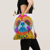 Niedliche und farbenfrohe Shih Tzu Tote Tag Tasche (Von Nahem)